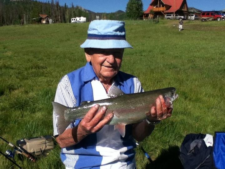 Stony with a rainbow trout in the Colorado high country.
